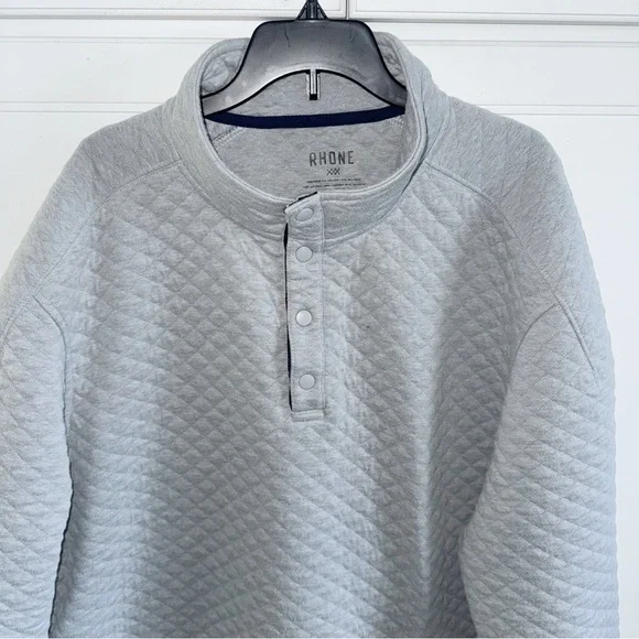 RHONE Gramercy Gray 1/4 Placket Pullover Sz 2XL Sweater Quilted Preppy Classic - Picture 8 of 16
